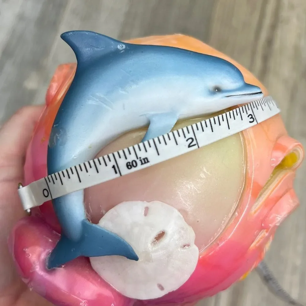 Dolphin Palm Tree Key West Florida Round Colorful Candle Nautical Coastal Decor